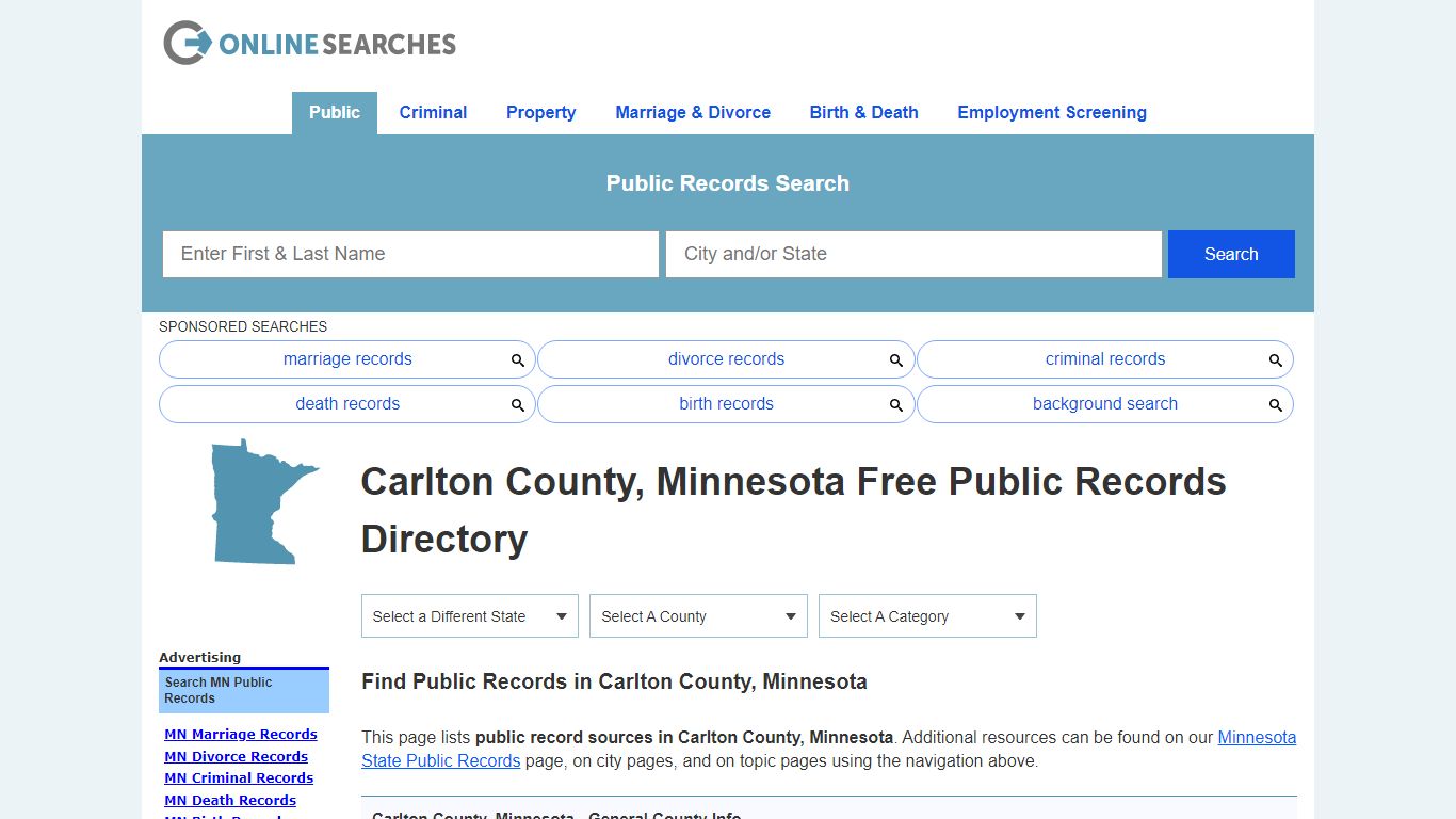 Carlton County, Minnesota Public Records Directory